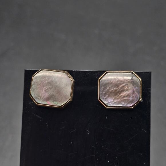 & Other Stories Other - Swank Abalone Shell Cufflinks Shirt Studs Set Vintage